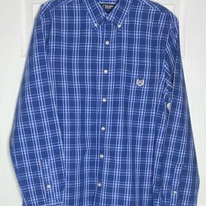 Chaps Men's Navy Checkered Button-Down Shirt